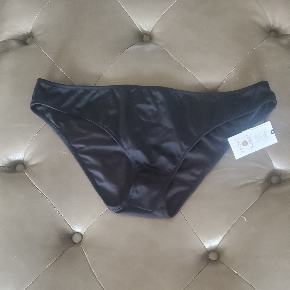 Shade & Shore Womens Simple BLACK Bikini Bottoms Size L